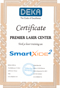 Picture of the Deka Laser Certificate from Italy